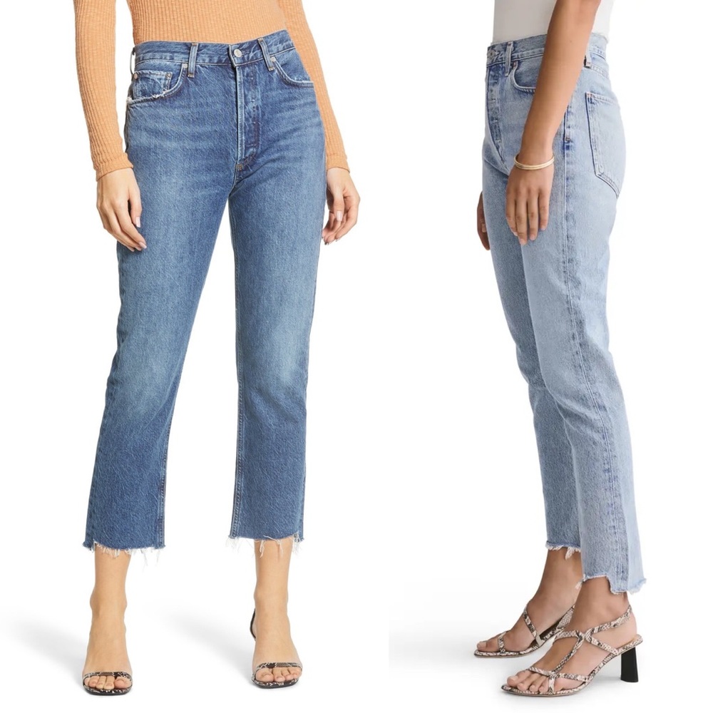 AGOLDE Riley straight leg step frayed hem size 25 jeans